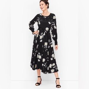 NWT Talbots Black Vintage Style Daisy Fit and Flare Dress Size 6